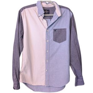 American Eagle Blue 2 Toned Button Up Shirt.